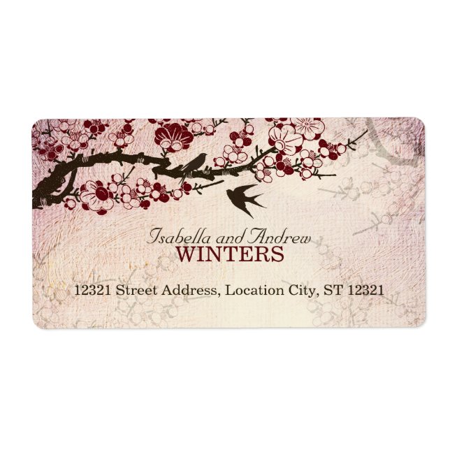 Cherry Blossom and Love Birds Label (Front)