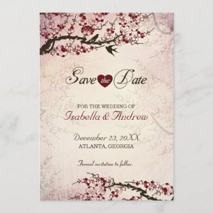 Cherry Blossom and Love Birds Save The Date 2