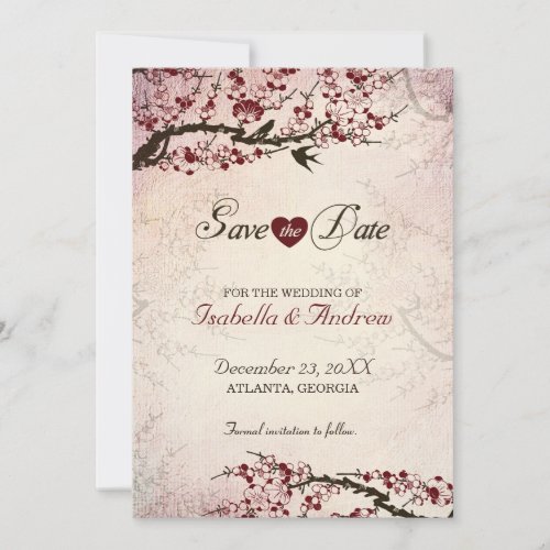 Cherry Blossom and Love Birds Save The Date 2