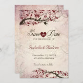 Cherry Blossom and Love Birds Save The Date 2 (Front/Back)