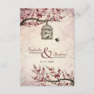 Cherry Blossom and love birds wedding invite