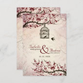 Cherry Blossom and love birds wedding invite (Front/Back)