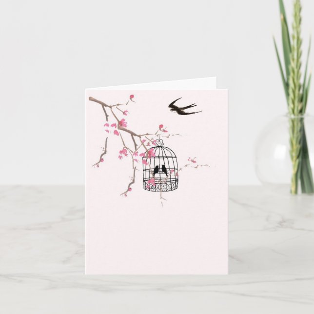 Cherry blossom and swallow card (Front)
