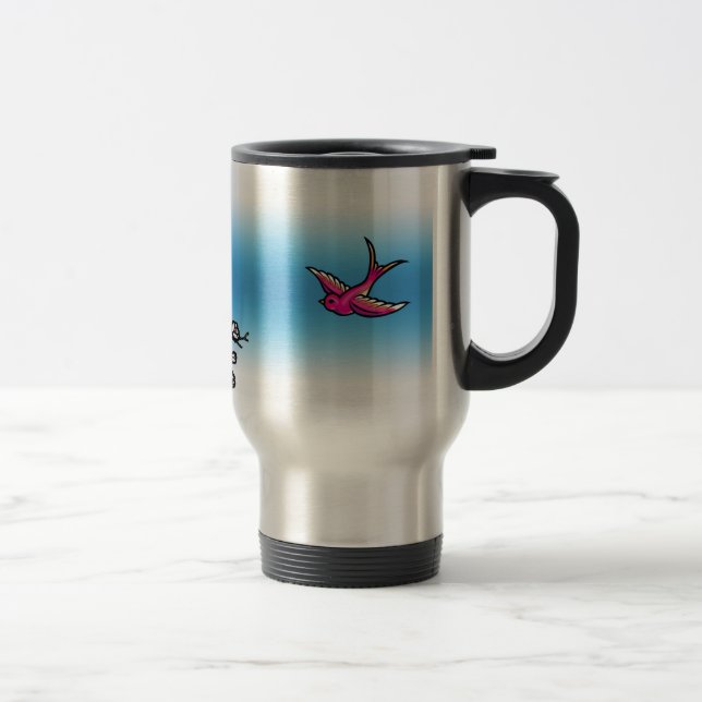 Cherry Blossom and Swallow Travel Mig Mug (Right)
