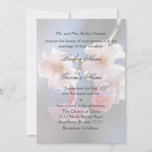 Cherry Blossom and Verse Wedding Invitation