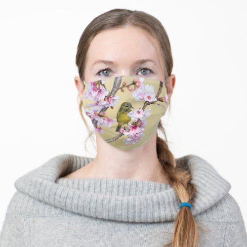 Cherry Blossom and Warbler Adult Cloth Face Mask