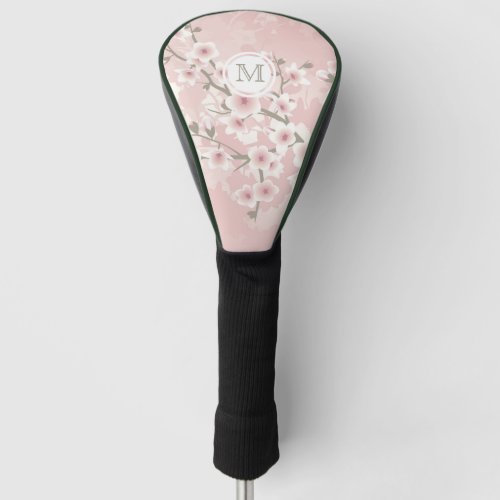 Cherry Blossom  Apricot Vintage Floral Monogram   Golf Head Cover