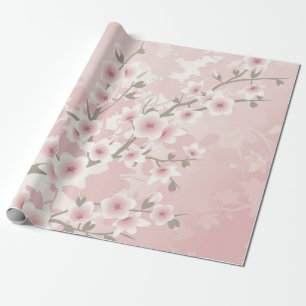 Cherry Blossom Apricot Vintage Floral Pastel Wrapping Paper