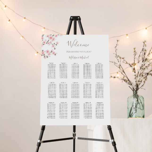 Cherry Blossom Apricot | Wedding Seating Chart Foa Foam Board (In Situ (Stand))