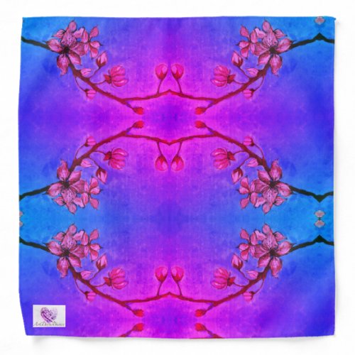 Cherry Blossom Art Flower Pink Purple Pattern Bandana