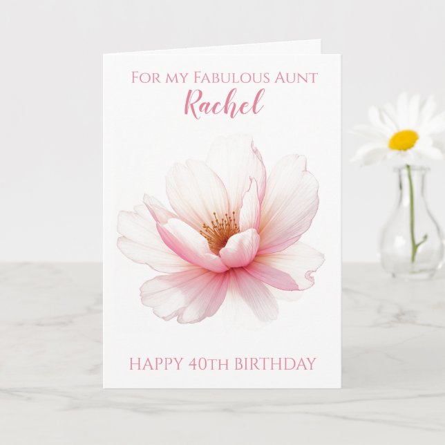 Cherry Blossom Aunt 40th Birthday Card (Small Plant)