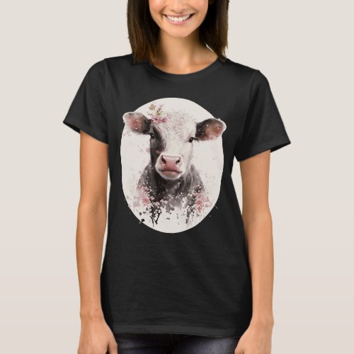 Cherry Blossom Baby Cow Calf Japanese Sakura Farm  T-Shirt