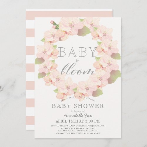 Cherry Blossom Baby in Bloom Virtual Baby Shower Invitation