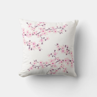Cherry Blossom Baby Pink Coquette Aesthetic Throw Pillow