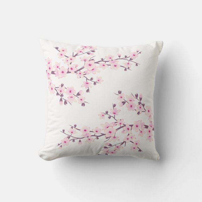 Cherry Blossom Baby Pink Coquette Aesthetic Throw Pillow (Front)
