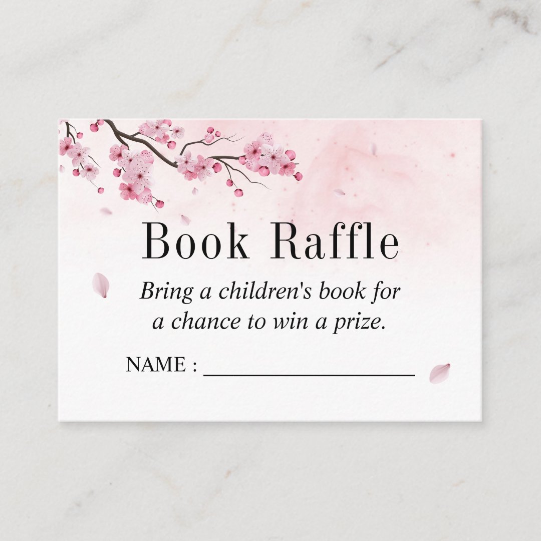 Cherry Blossom Baby Shower Book Raffle Tickets Enclosure Card Zazzle