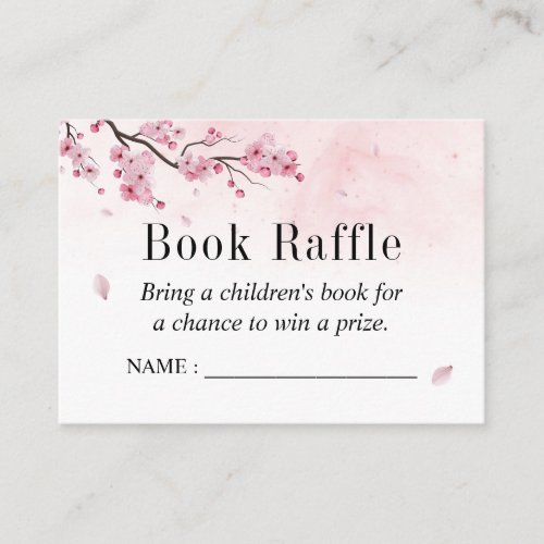 Cherry Blossom Baby Shower Book Raffle Tickets Enclosure Card