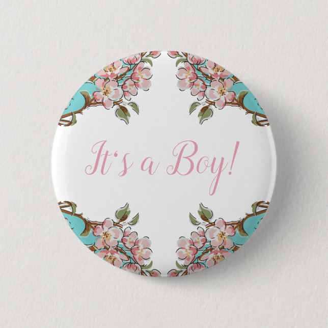 Cherry Blossom Baby Shower Button (Front)