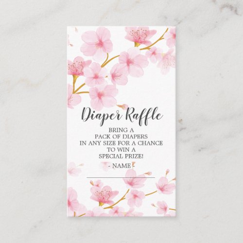 Cherry Blossom Baby Shower Diaper Raffle Ticket Enclosure Card