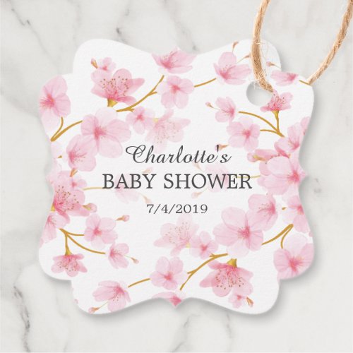 Cherry Blossom Baby Shower Favor Gift Tag