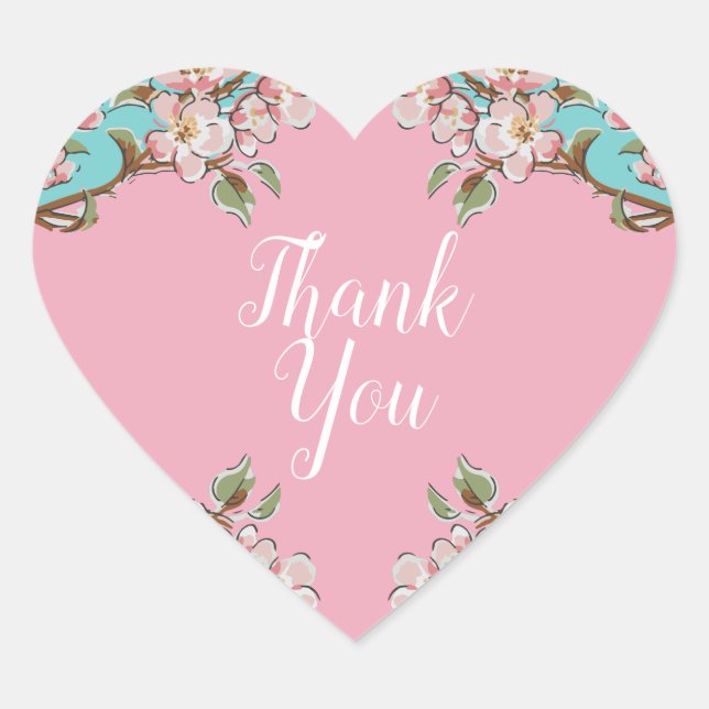 Cherry Blossom Baby Shower Heart Sticker (Front)