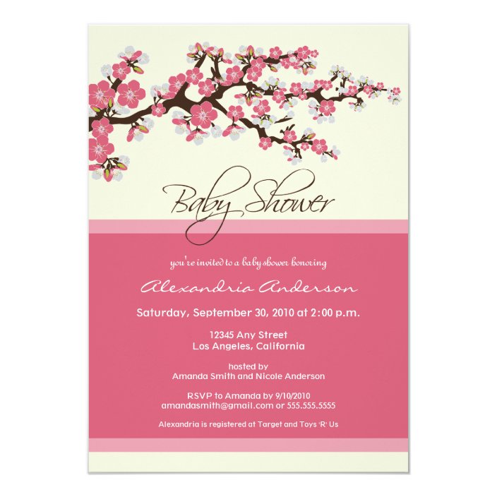 cherry blossom baby shower invitations
