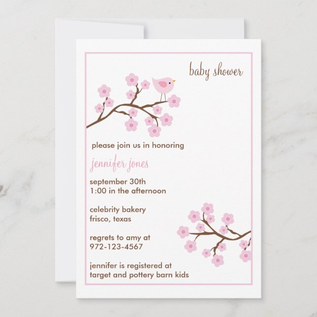 Cherry Blossom Baby Shower Invitations (Front)