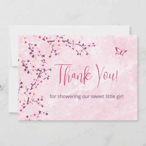 Cherry Blossom Baby Shower  Photo Thank You Card
