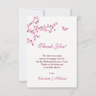 Cherry Blossom Baby Shower Thank You Card