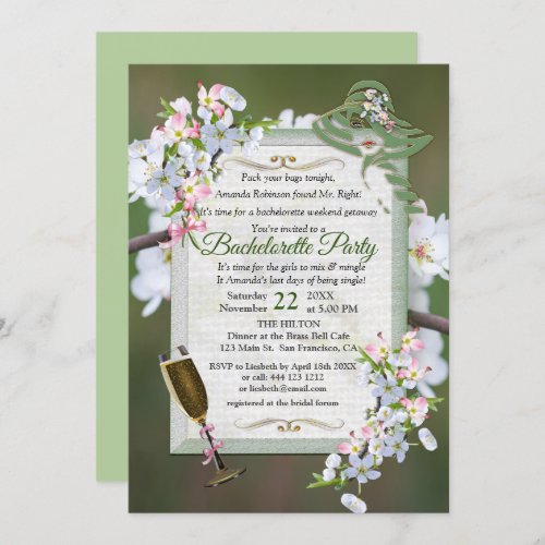 Cherry Blossom Bachelorette Party Invitation