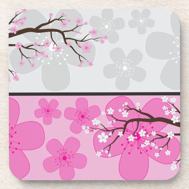 Cherry Blossom Banners Beverage Coaster (Front)