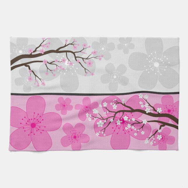 Cherry Blossom Banners Kitchen Towel (Horizontal)