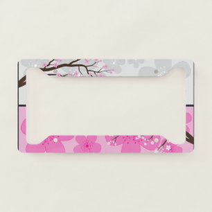 Cherry Blossom Banners License Plate Frame