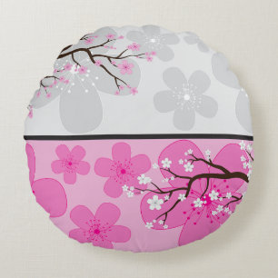 Cherry Blossom Banners Round Pillow