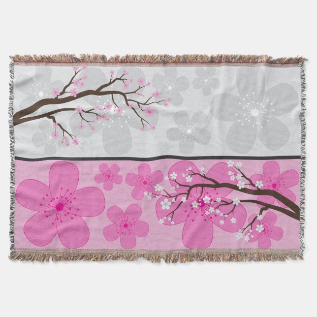 Cherry Blossom Banners Throw Blanket (Front)