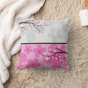 Cherry Blossom Banners Throw Pillow