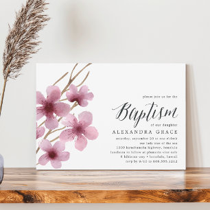 Cherry Blossom Baptism Invitation