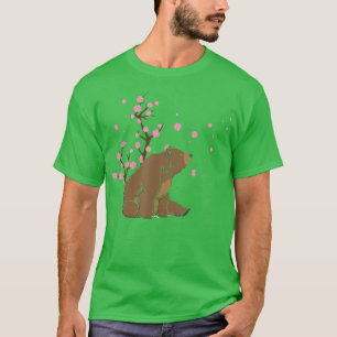 Cherry Blossom Bear Animal Japanese Sakura Flower  T-Shirt