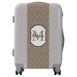 Cherry Blossom Beige Print Monogram Initial Trip Luggage