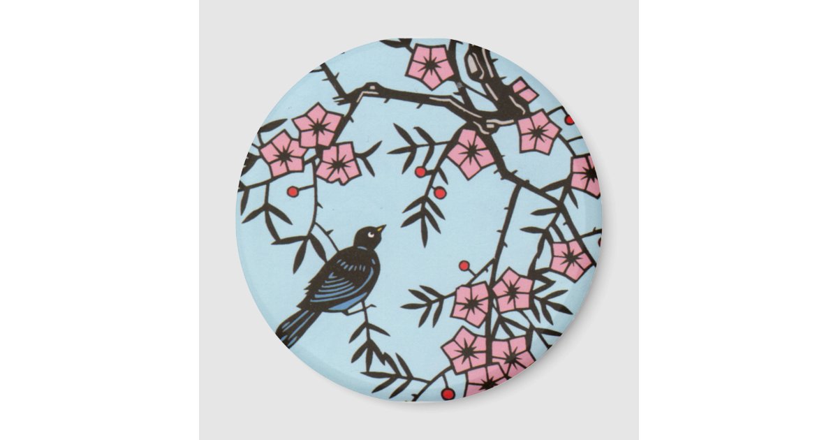 Cherry Blossom Bird Magnet | Zazzle