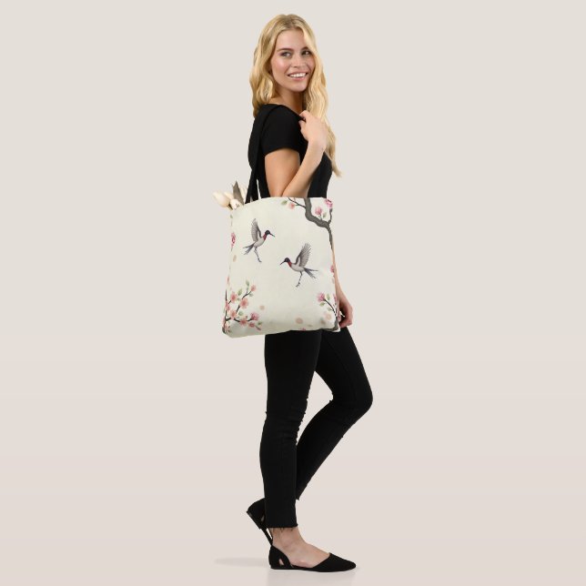Cherry Blossom Bird Tote  Bag (On Model)