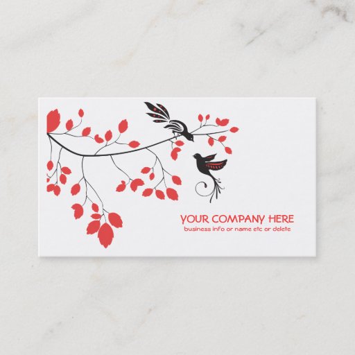 Customizable cherry blossom birds business cards