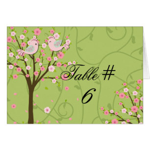 Cherry Blossom Birds Customized Table Number Cards