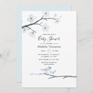 Cherry Blossom Birds Floral Baby Shower Invitation