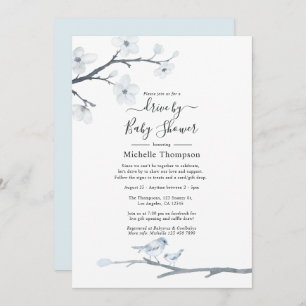 Cherry Blossom Birds Floral Drive By Baby Shower Invitation