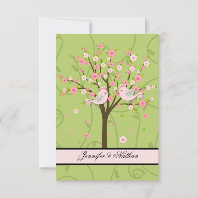Cherry Blossom Birds RSVP Card (Front)
