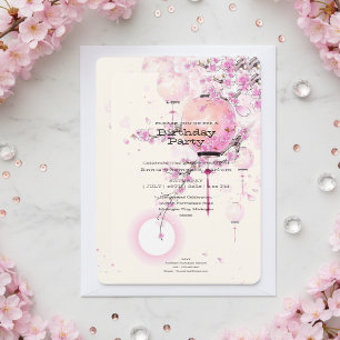 Cherry Blossom Birthday Invitation