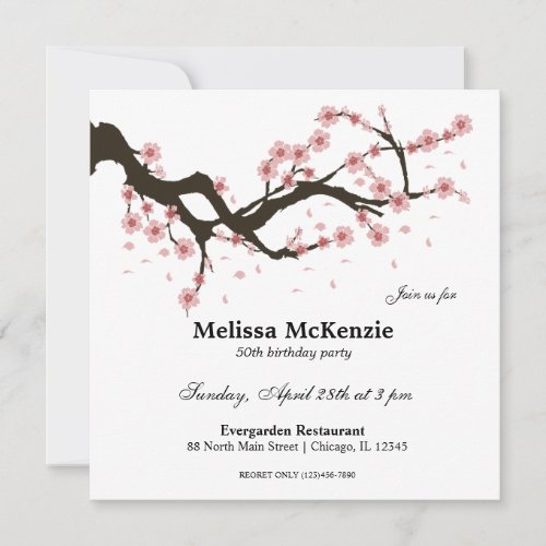 Cherry Blossom birthday party Custom Invites