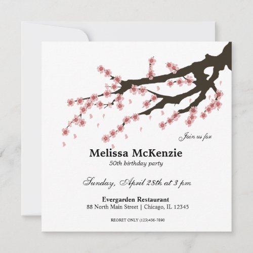 Cherry Blossom birthday party Invitation