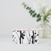 cherry blossom black business card (Standing Front)